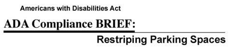 ADA Compliance Brief: Restriping Parking Spaces .
